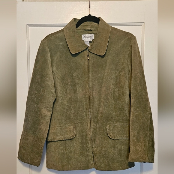 Live a Little Jackets & Blazers - Vintage Live a Little Olive Suede Zip Jacket